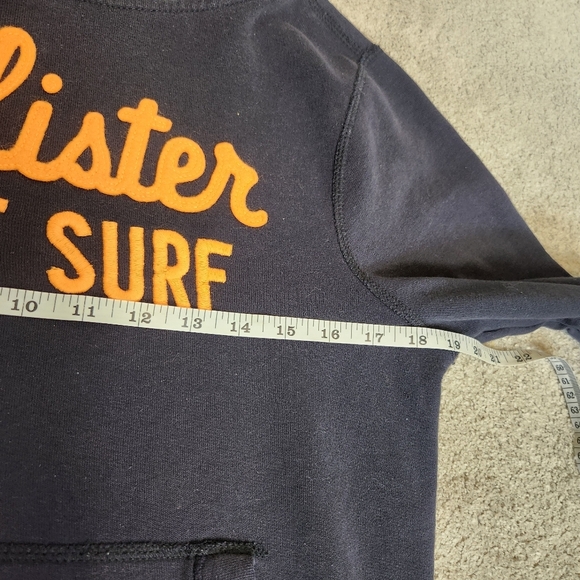 Hollister Y2K 2000s Blue Hoodie Hooded Sweatshirt Size S Puff Letter Spellout - Picture 7 of 14